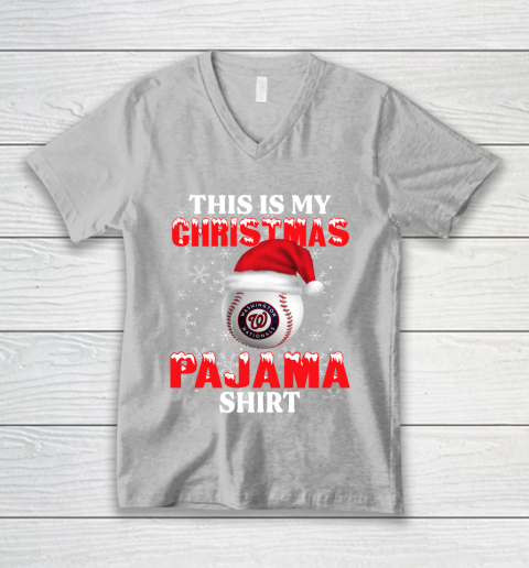 Washington Nationals This Is My Christmas Pajama Shirt MLB V-Neck T-Shirt 3