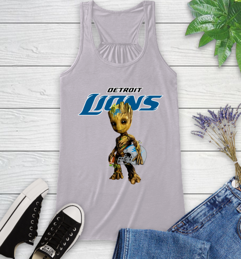 Detroit Lions NFL Football Groot Marvel Guardians Of The Galaxy Racerback Tank 5