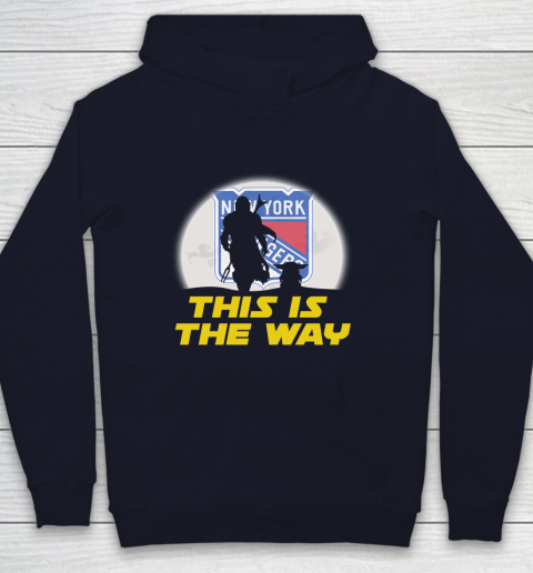 New York Rangers NHL Ice Hockey Star Wars Yoda And Mandalorian This Is The Way Youth Hoodie 2