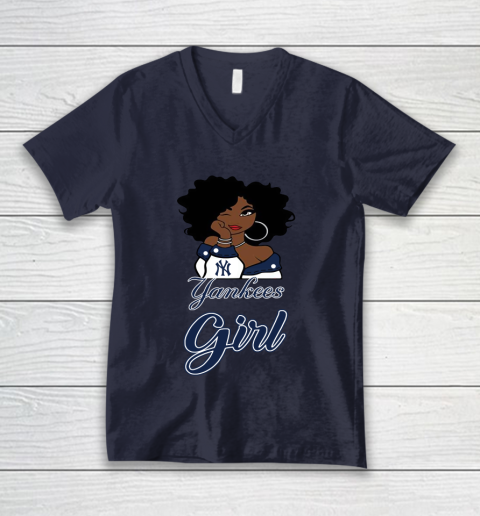 New York Yankeess Girl MLB V-Neck T-Shirt 3