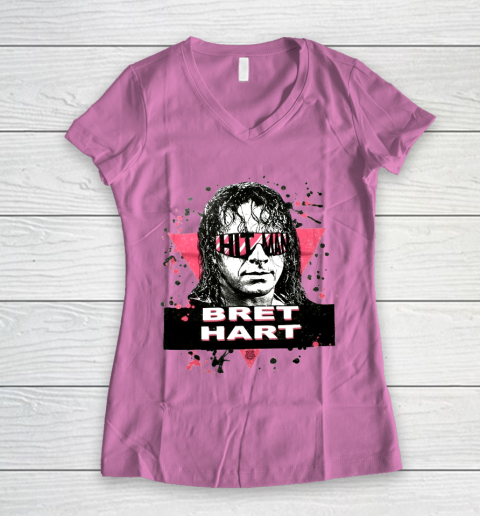 Hit man Bret Hart Hit Man WWE for fans and lovers Women's V-Neck T-Shirt 8