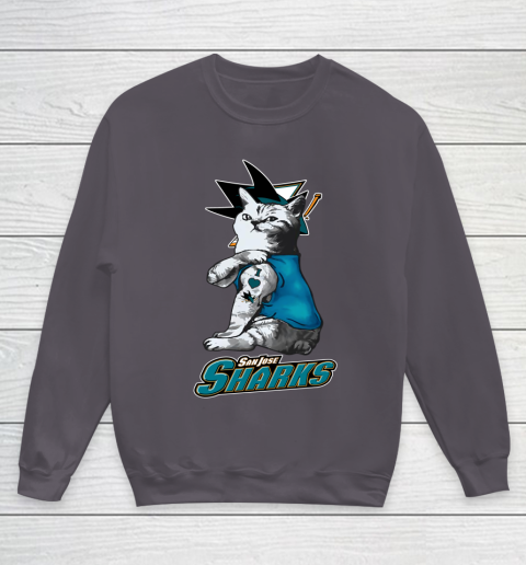 NHL My Cat Loves San Jose Sharks Hockey Youth Sweatshirt 5