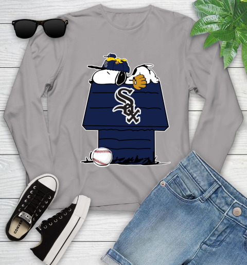 MLB Chicago White Sox Snoopy Woodstock The Peanuts Movie Baseball T Shirt Youth Long Sleeve 5