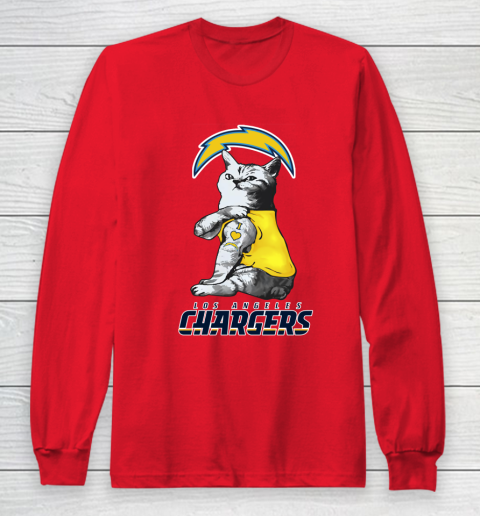 NFL Football My Cat Loves Los Angeles Chargers Long Sleeve T-Shirt 7