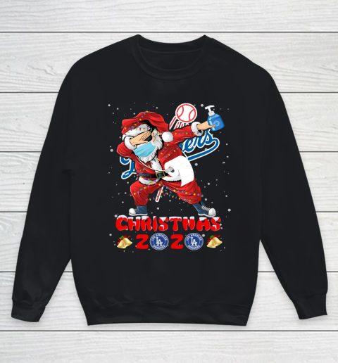 Los Angeles Dodgers Funny Santa Claus Dabbing Christmas 2020 MLB Youth Sweatshirt