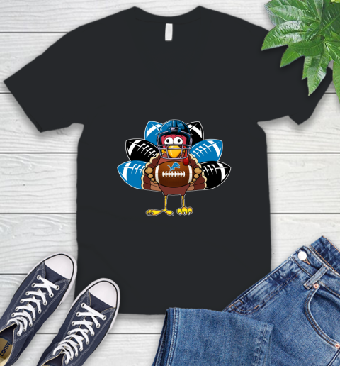 Detroit Lions Turkey Thanksgiving Day V-Neck T-Shirt 2