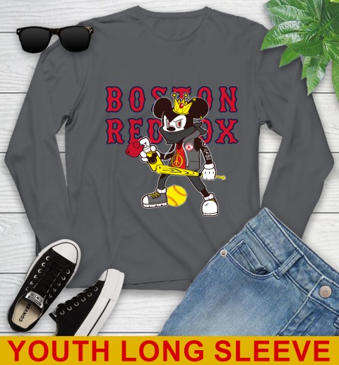 Boston Red Sox MLB Baseball Mickey Peace Sign Sports Youth Long Sleeve 9