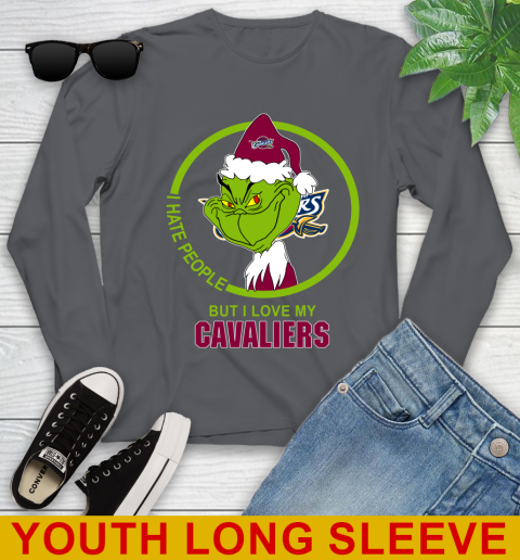 Cleveland Cavaliers NBA Christmas Grinch I Hate People But I Love My Favorite Basketball Team Youth Long Sleeve 9