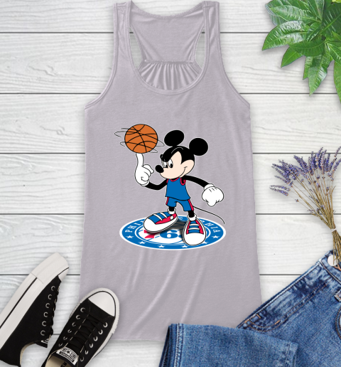 NBA Basketball Philadelphia 76ers Cheerful Mickey Disney Shirt Racerback Tank 5