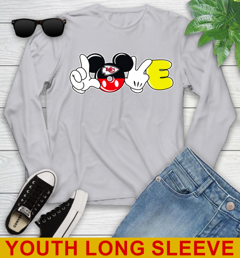 Kansas City Chiefs NFL Football Love Mickey Disney Sports Youth Long Sleeve 6