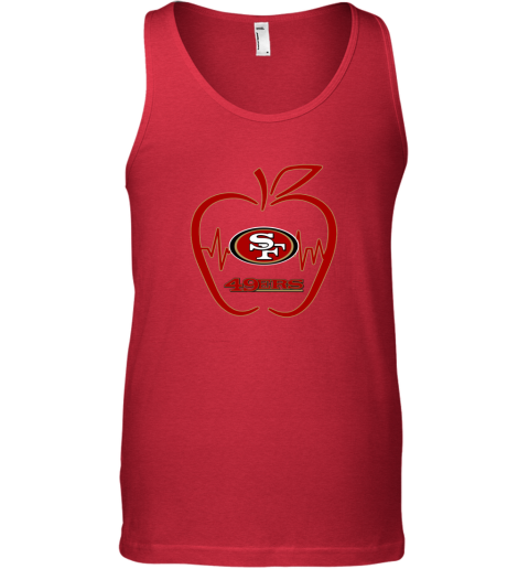 Apple Heartbeat Teacher Symbol San Francisco 49ers Long Sleeve T