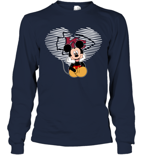 NFL Kansas City Chiefs The Heart Mickey Mouse Disney Football T Shirt qm5YAYk4GDR long sleeve tee 14 95 151514 front navy