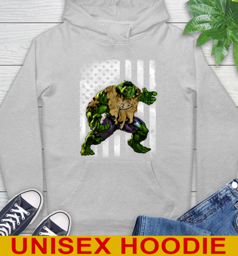 Anaheim Ducks Hulk Marvel Avengers NHL Hockey American Flag Hoodie 6