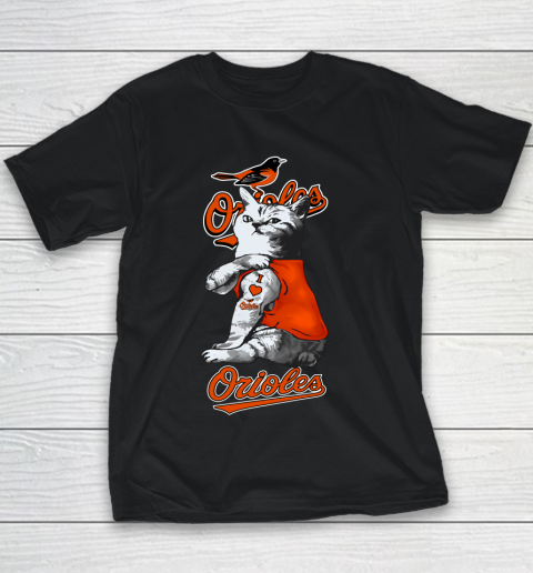 MLB Baseball My Cat Loves Baltimore Orioles Youth T-Shirt