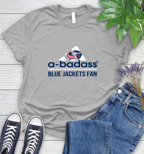 NHL A Badass Columbus Blue Jackets Fan Adidas Hockey Sports Women's T-Shirt 5