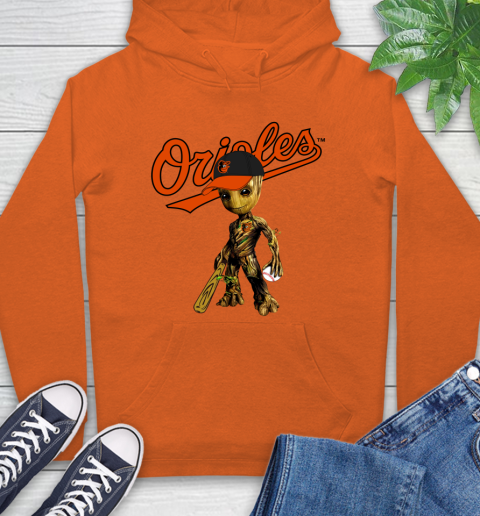 MLB Baltimore Orioles Groot Guardians Of The Galaxy Baseball Hoodie 5