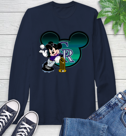 MLB Colorado Rockies The Commissioner's Trophy Mickey Mouse Disney Long Sleeve T-Shirt 4