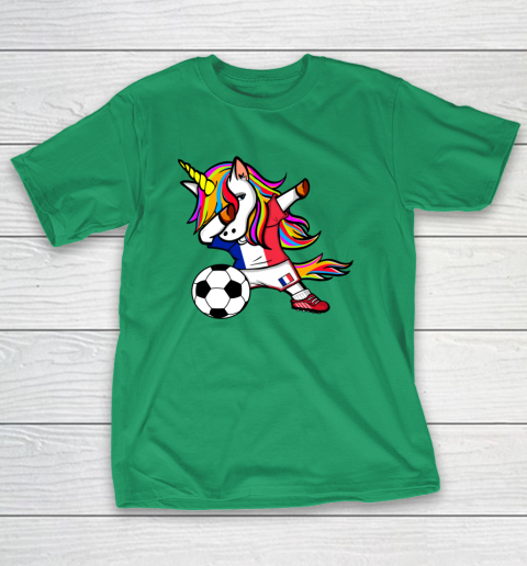 Funny Dabbing Unicorn France Football French Flag Soccer T-Shirt 19