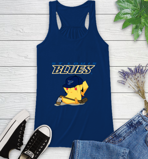 NHL Pikachu Hockey Sports St.Louis Blues Racerback Tank 9
