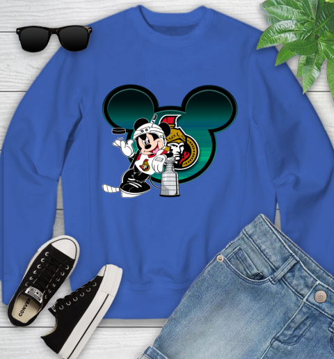 NHL Ottawa Senators Stanley Cup Mickey Mouse Disney Hockey T Shirt Youth Sweatshirt 8