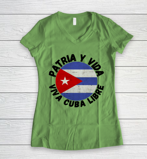 Patria Y Vida Viva Cuba Libre SOS CUba Free Cuba Women's V-Neck T-Shirt 5
