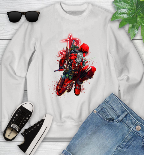 NBA Deadpool Marvel Comics Sports Basketball Houston Rockets Youth Sweatshirt