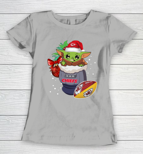 Kansas City Chiefs Christmas Baby Yoda Star Wars Funny Happy NFL Women's T-Shirt 11