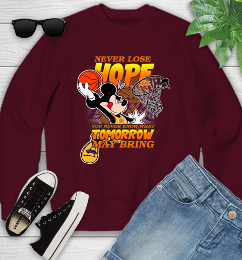 Los Angeles Lakers NBA Basketball Mickey Disney Never Lose Hope Youth Sweatshirt 4