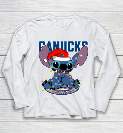 Vancouver Canucks NHL Hockey noel stitch Christmas Youth Long Sleeve