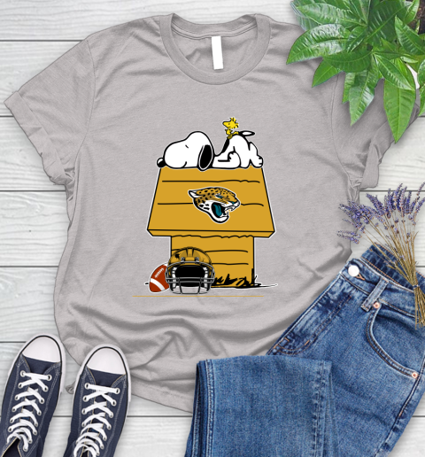 Jacksonville Jaguars NFL Football Snoopy Woodstock The Peanuts Movie Women's T-Shirt 10