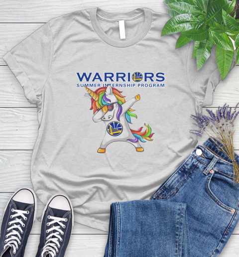 Golden State Warriors NBA Basketball Funny Unicorn Dabbing Sports Women's T-Shirt