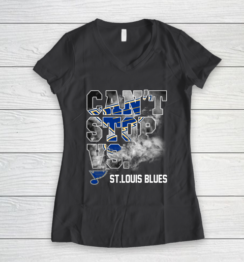 NHL St.Louis Blues Hockey Can't Stop Vs Women's V-Neck T-Shirt 6