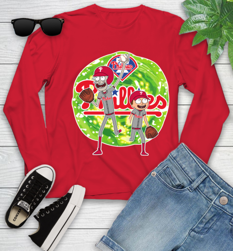 MLB Philadelphia Phillies Rick And Morty Baseball Sports Youth Long Sleeve 11