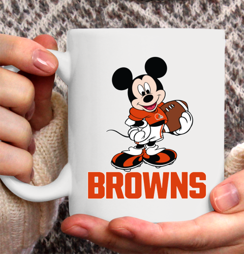 NFL Football Cleveland Browns Cheerful Mickey Mouse Shirt Ceramic Mug 15oz 2