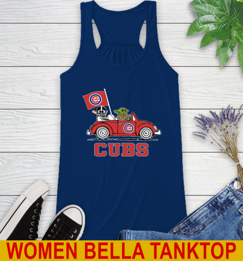 MLB Baseball Chicago Cubs Darth Vader Baby Yoda Driving Star Wars Shirt Racerback Tank 9