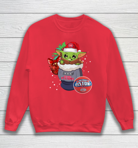 Detroit Pistons Christmas Baby Yoda Star Wars Funny Happy NBA Sweatshirt 8