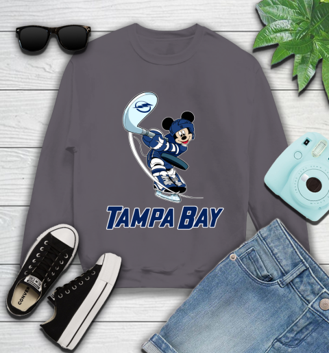 NHL Hockey Tampa Bay Lightning Cheerful Mickey Mouse Shirt Youth Sweatshirt 5