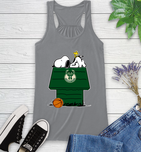Milwaukee Bucks NBA Basketball Snoopy Woodstock The Peanuts Movie Racerback Tank 5