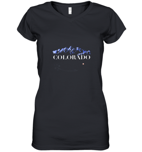 Colorado Rocky Mountain Shirt Baseball Player Design Women's V-Neck T-Shirt