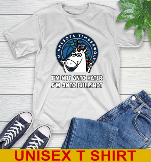 Minnesota Timberwolves NBA Basketball Unicorn I'm Not Anti Hater I'm Anti Bullshit T-Shirt