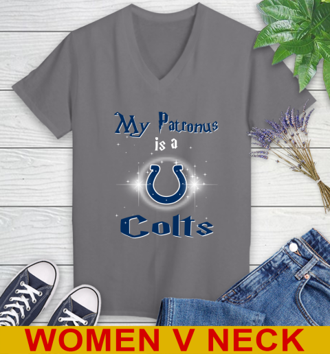 NFL Football Harry Potter My Patronus Is A Indianapolis Colts Women's V-Neck T-Shirt 11
