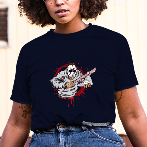 Air Jordan 1 Racer Blue Matching Sneaker Tshirt Jason Voorhees Gray and White Jordan Tshirt