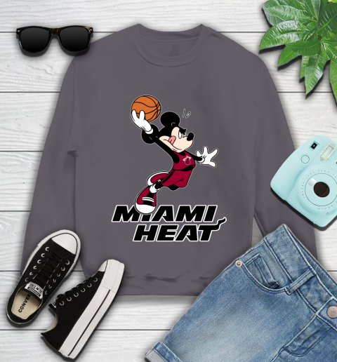 NBA Basketball Miami Heat Cheerful Mickey Mouse Shirt Youth Sweatshirt 5