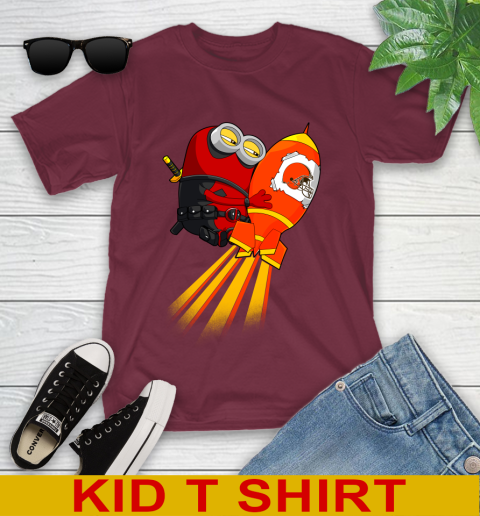 NFL Football Cleveland Browns Deadpool Minion Marvel Shirt Youth T-Shirt 6 NFL Football Cleveland Browns Deadpool Minion Marvel Shirt Youth T-Shirt - Image 6