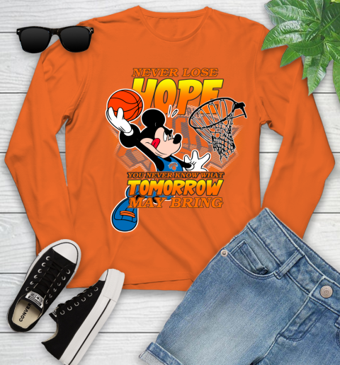 New York Knicks NBA Basketball Mickey Disney Never Lose Hope Youth Long Sleeve 3