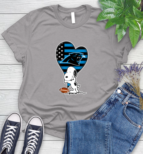 Carolina Panthers NFL Football The Peanuts Movie Adorable Snoopy Women's T-Shirt 5