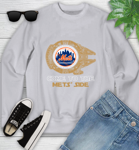 MLB Come To The New York Mets Side Star Wars Baseball Sports Youth Sweatshirt 3