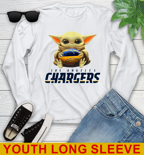 NFL Football Los Angeles Chargers Baby Yoda Star Wars Shirt Youth Long Sleeve