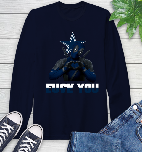 NHL Dallas Cowboys Deadpool Love You Fuck You Football Sports Long Sleeve T-Shirt 3