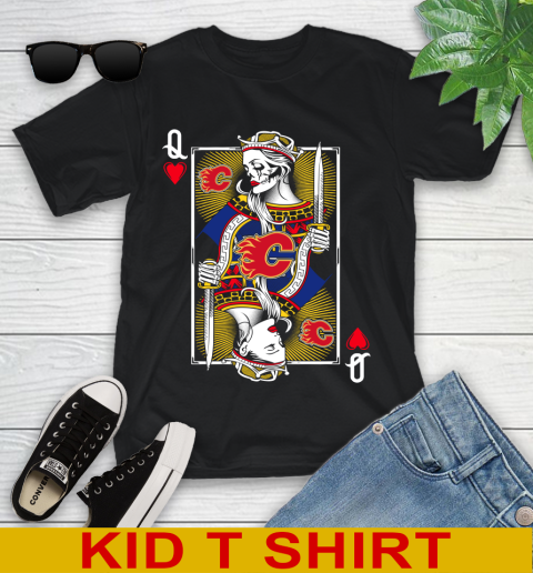 NHL Hockey Calgary Flames The Queen Of Hearts Card Shirt Youth T-Shirt